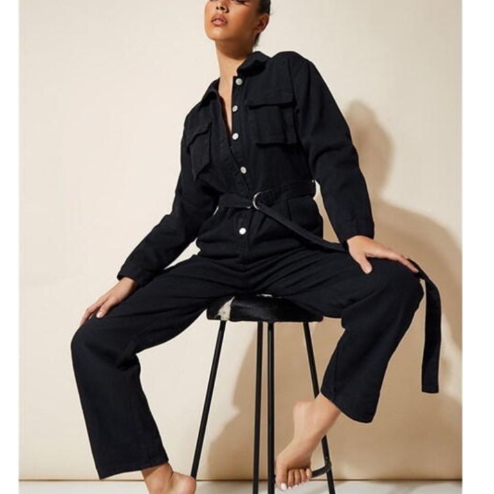 Urban Outfitters Black Belted Long Sleeve Cargo Coverall Jumpsuit Boiler Suit XS
